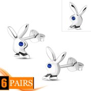 Playboy Blue Sapphire Swarovski Sterling Silver Stud Earrings